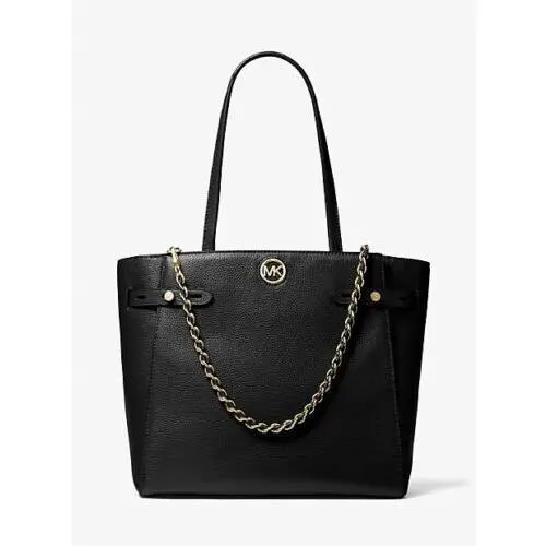 Michael Kors Carmen Tote Bag Large Black Leather Belted w/ Removable Cha