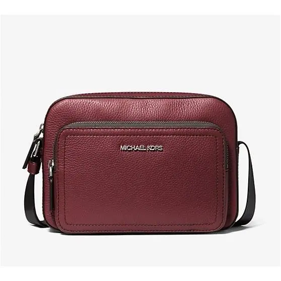 Michael Kors Cooper Pebbled Leather Utility Crossbody Bag Oxblood