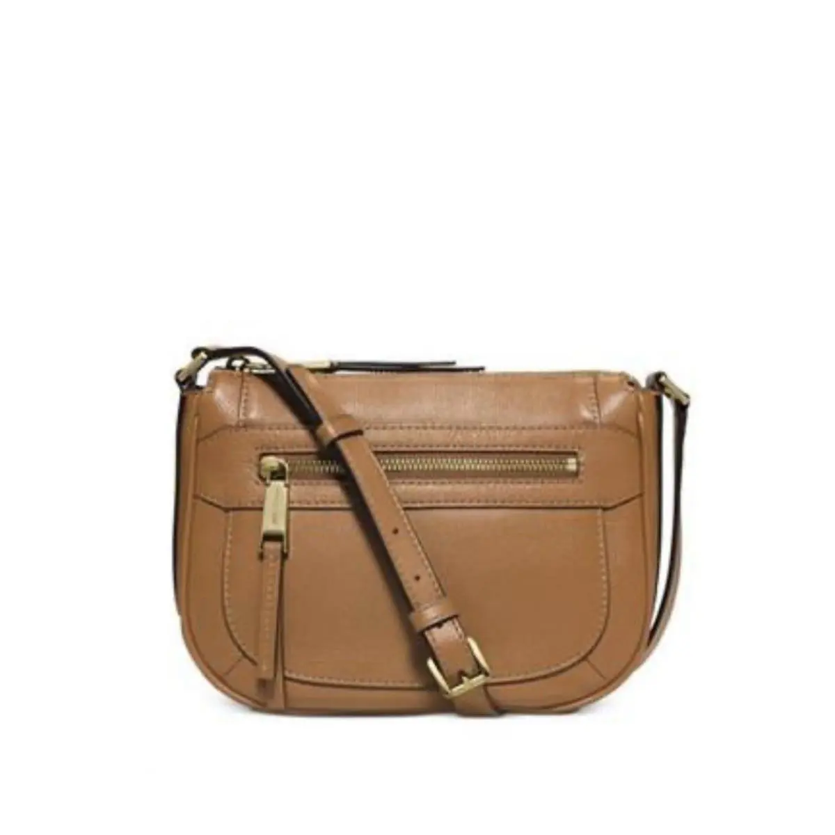 Michael Kors Small Crossbody Luxe Leather Acorn Gold Bag Zip Messenger