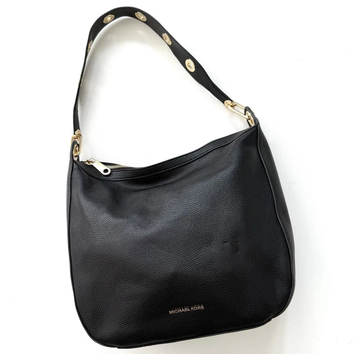Michael Kors Raven Large Leather Shoulder Bag Slouchy Golden Hardware