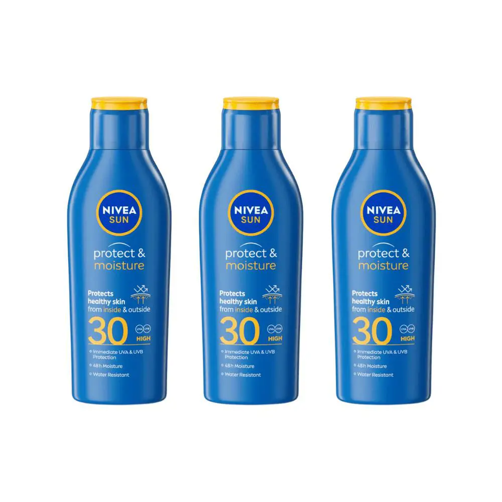 Nivea Sun Protect Moisture Sun Cream Lotion SPF30 200ml / 6.8 Fl.oz - 3 Pack