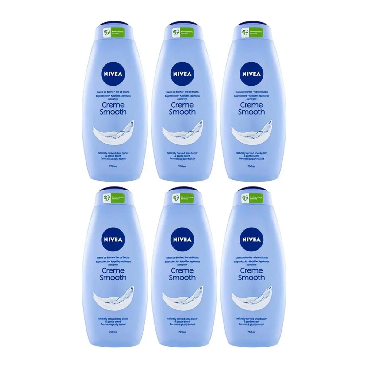 Nivea Bath Cream Body Wash Creme Smooth Shea Butter Scent 25.36 oz 750Ml 6ct