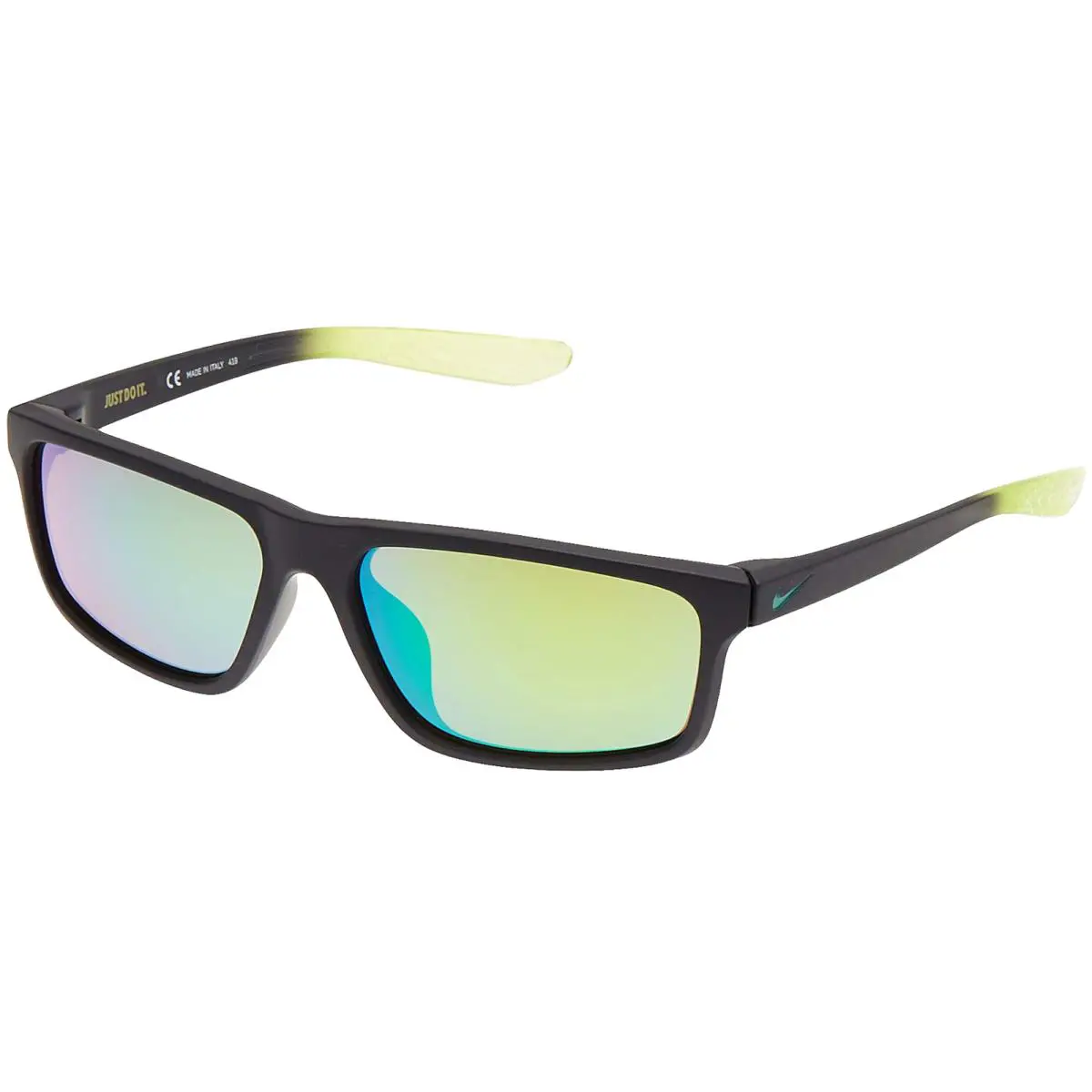 Nike Chronicle M Matte Grid Iron Rectangular Wrap Sunglasses CW4654 015 - Italy - Frame: Matte Grid Iron/Neptune Green, Lens: Green