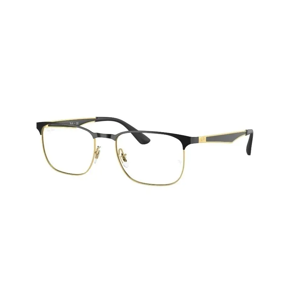 Ray Ban RB6363 2890 Black On Gold Metal Frame 54 mm Demo Lens Unisex Eyeglasses
