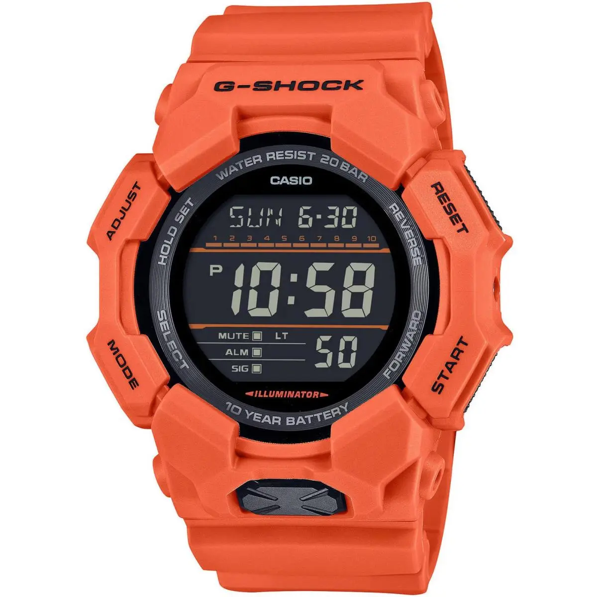 Men`s Watch G-shock Black Digital Dial Orange Strap World Time GD010-4 by Casio