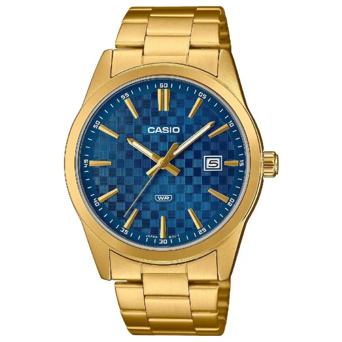Casio MTPVD03G-2A Men`s Classic Gold Tone MTP-VD03G Blue Dial Steel Watch - Gold, Dial: Blue, Band: Gold Tone