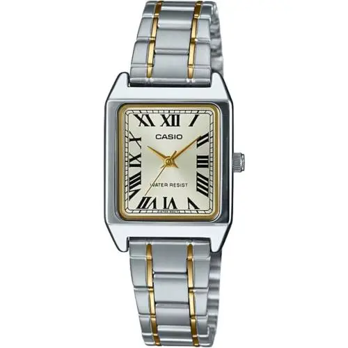 Casio LTP-V007SG-9B Analog Ladies Champagne Dial Stainless Steel Quartz Watch - Dial: Silver, Band: Silver, Bezel: Silver