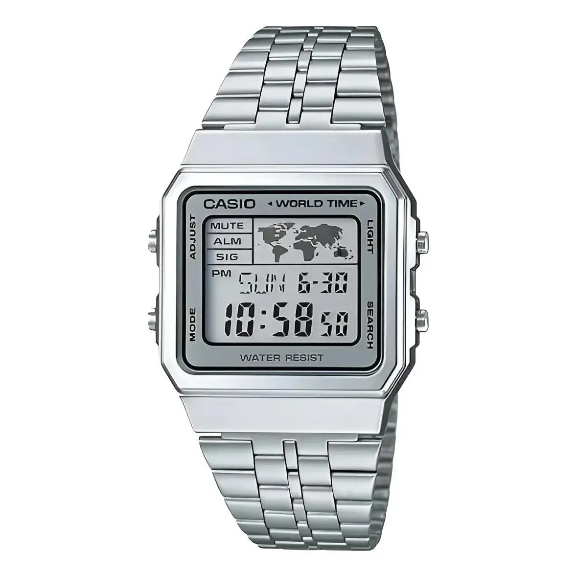 Casio Men`s Classic Digital Quartz Watch - A500WA-7DF - Dial: Grey, Band: Silver