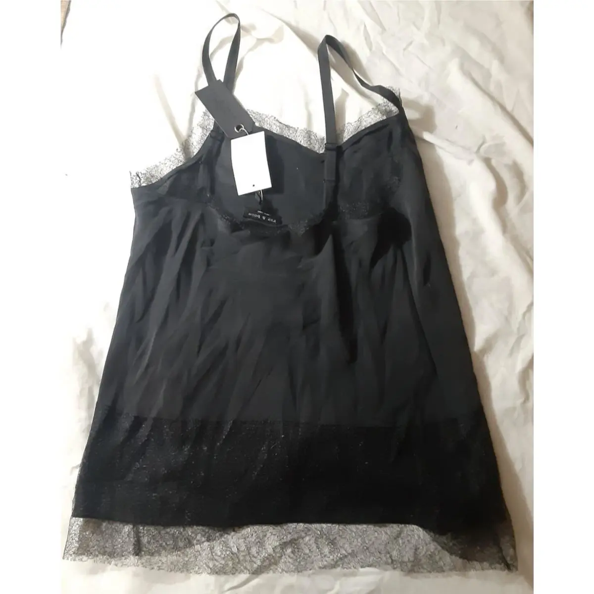 Rag Bone Camisole Maya Black Lace-trim Silk Size M V-neck Tank Top