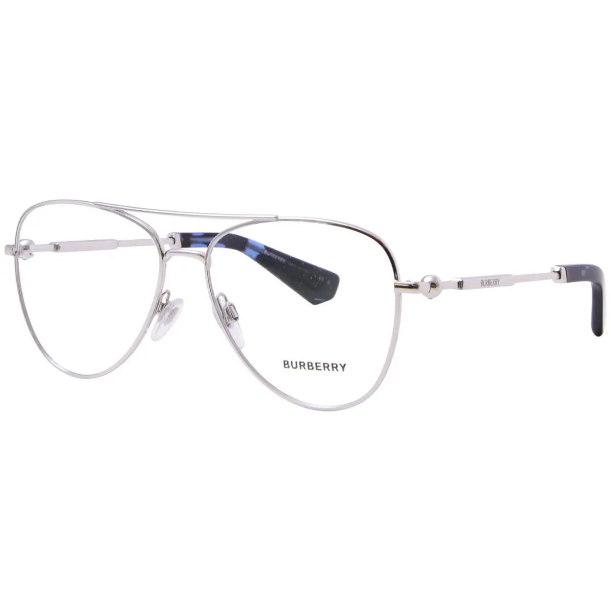 Burberry BE1386 1005 Eyeglasses Frame Men`s Silver Full Rim Pilot Style 55-mm