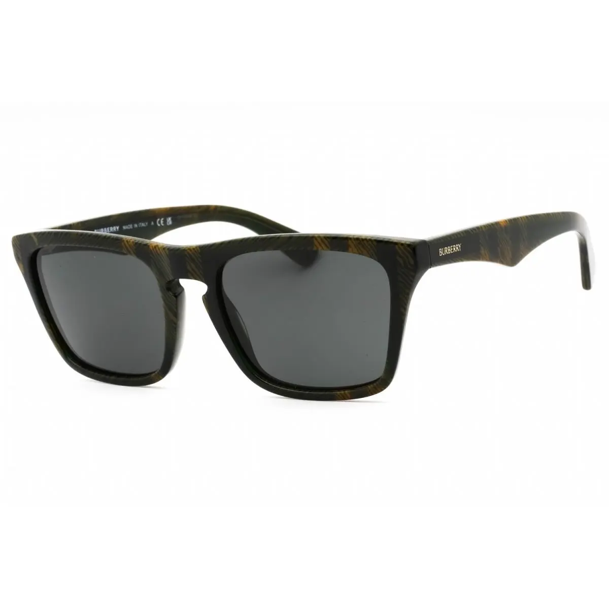 Burberry BE4434 412587 Sunglasses Check Green Frame Dark Grey Lenses 57mm
