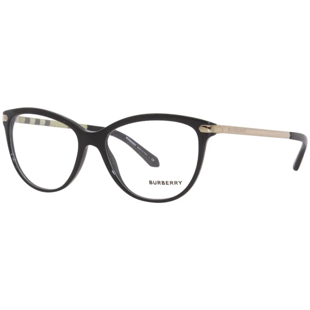 Burberry BE2280 3001 Eyeglasses Frame Women`s Black Full Rim Cat Eye 54mm