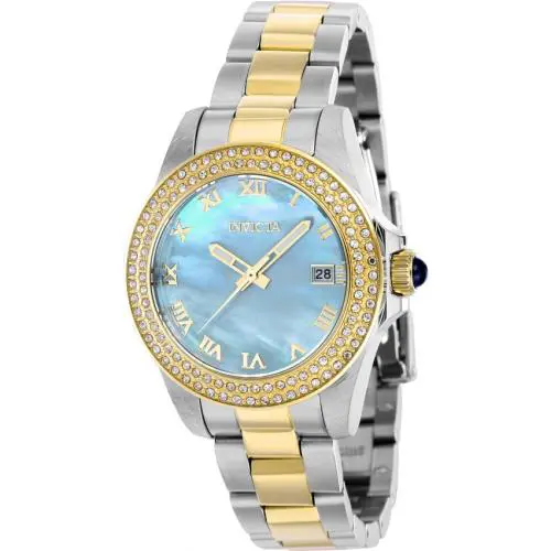 Invicta Angel Quartz Crystal Light Blue Dial Ladies Watch 41552