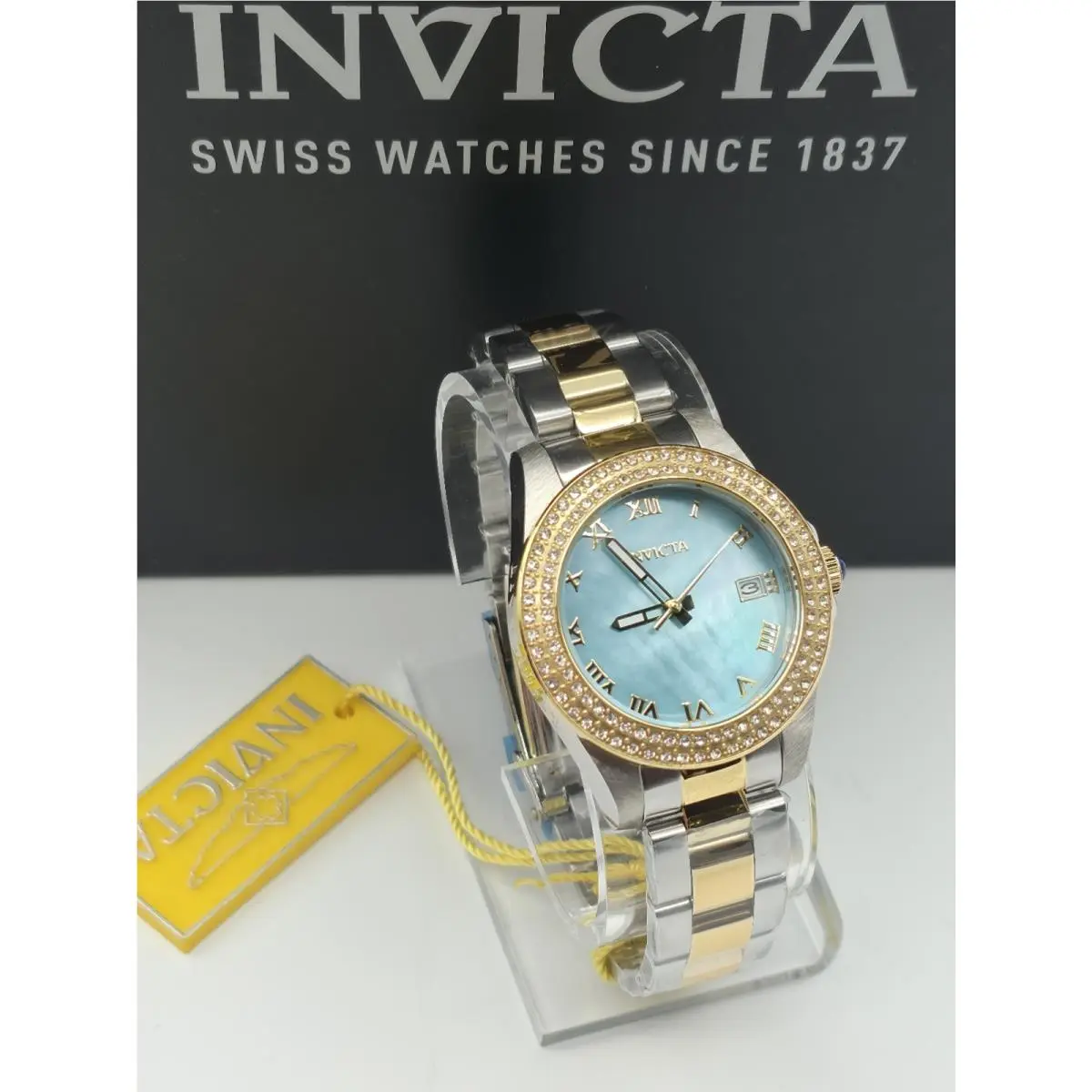 Angel Quartz Crystal Light Blue Dial Ladies Watch 41552 by Invicta