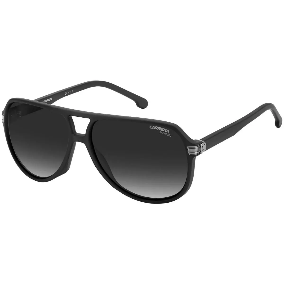 Carrera Polarized Men`s Matte Black Navigator Sunglasses - CA1045S 0003 WJ - Frame: Matte Black, Lens: Grey