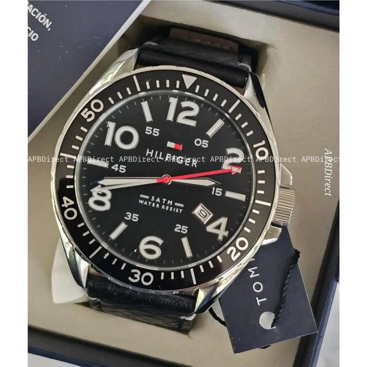 Invicta Tommy Hilfiger - Black Leather Strap Quartz Mens Watch