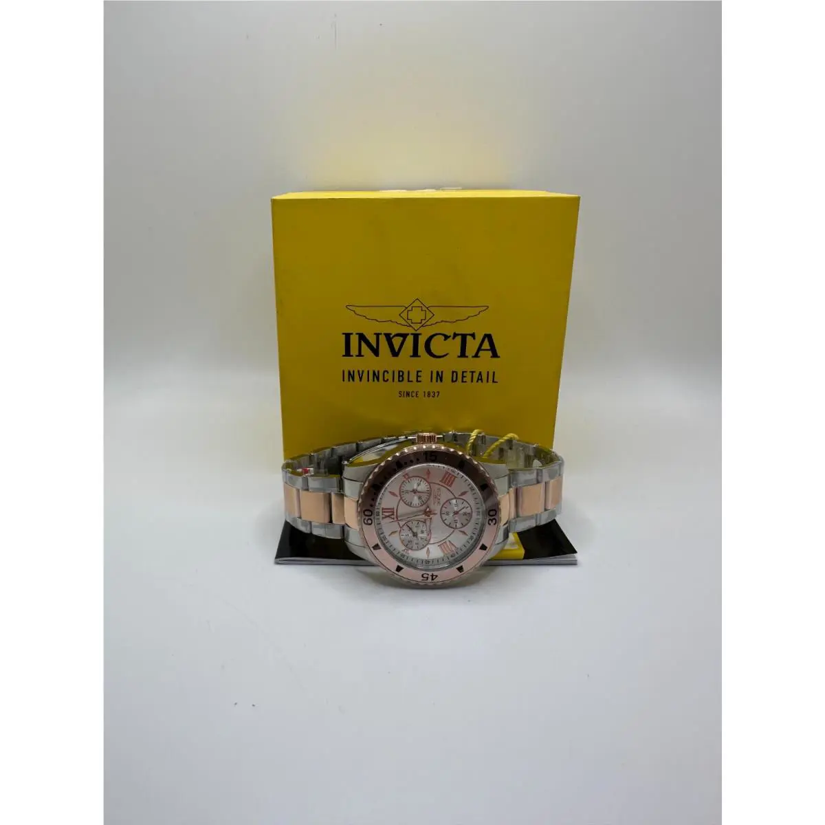 Invicta Angel 21771 Womens Silver Rose Gold Round Chronograph Wristwatch