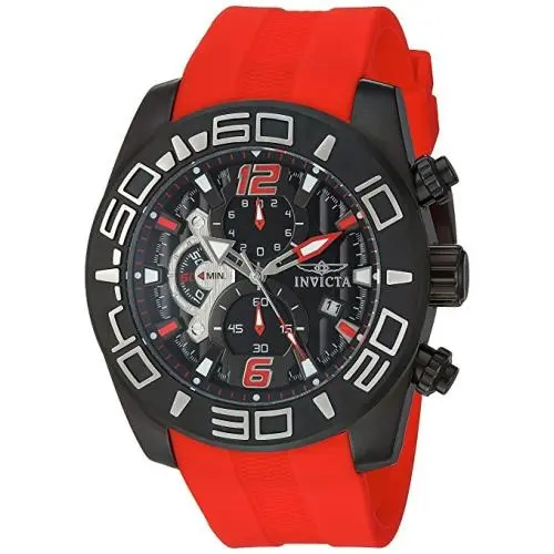 22810 Men`s Pro Diver Quartz Stainless Steel and Silicone Red Watch by Invicta
