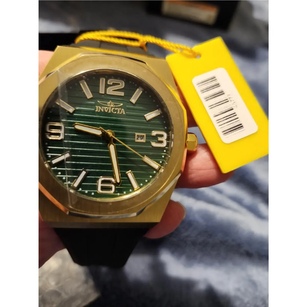 Invicta Huracan Isovent Men`s Watch - 48mm 45776 Black Silicone Band W/gold - Dial: Black, Band: Black, Bezel: Gold