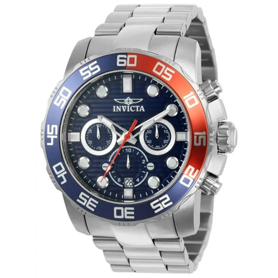 Invicta 22225 Men`s Pro Diver 50mm Quartz Chronograph Blue Dial SS Watch