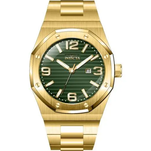 Invicta 48mm Men`s Huracan Green Dial Quartz Gold Tone 100m Bracelet 100m Watch