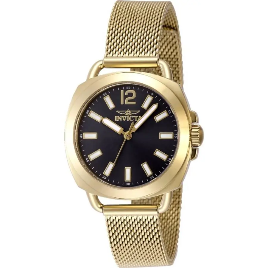 Invicta Women`s Watch Wildflower Quartz Black Dial Yellow Gold Bracelet 48916