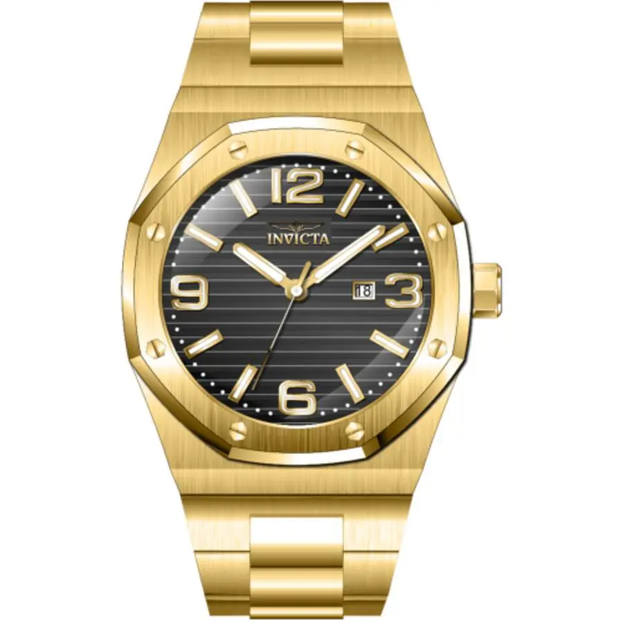 Invicta 48mm Men`s Huracan Black Dial Quartz Gold Tone 100m Bracelet 100m Watch