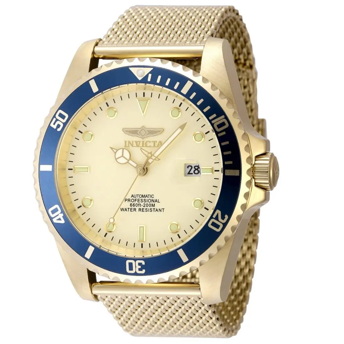 Invicta 47mm Grand Pro Diver Miyota Automatic Gold Dial Gold Tone SS Watch