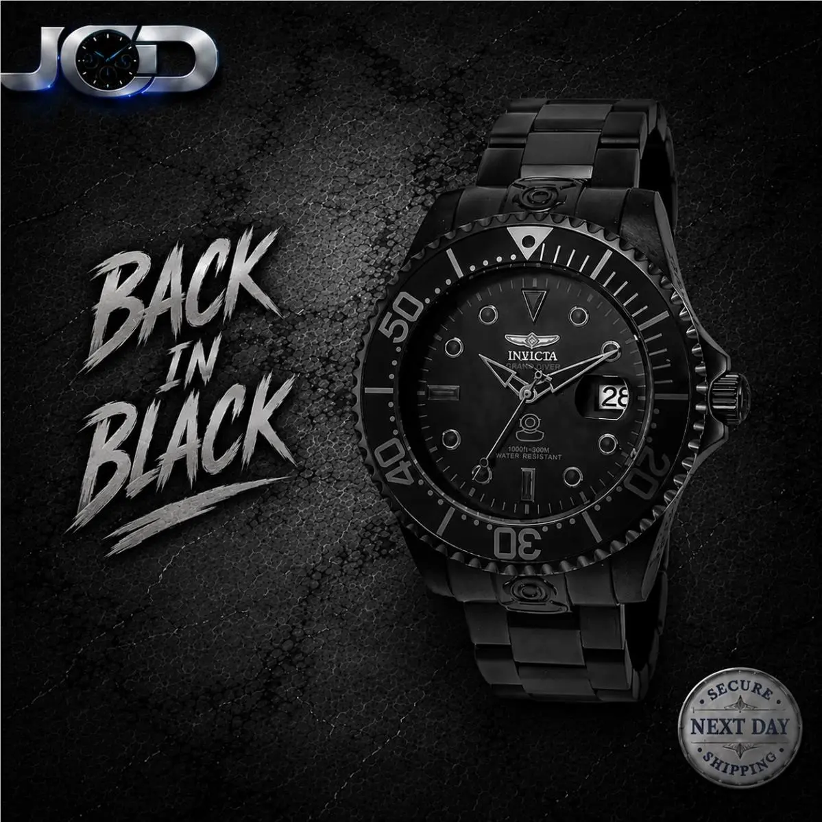 Invicta Grand Diver Triple Black Men`s 47MM NH35A Automatic 300M Watch- 21869