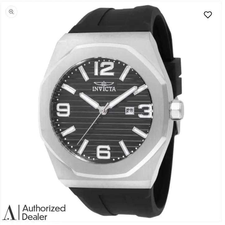 Invicta Men`s 48mm Huracan Quartz Black Dial Black/silver Silicone Strap Watch