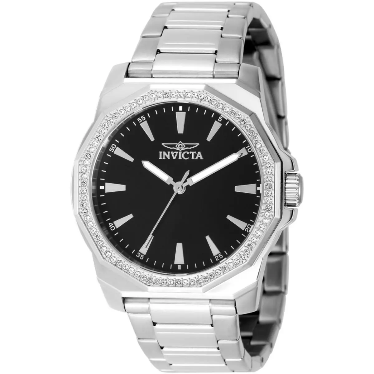 Invicta Men`s Watch Speedway Quartz Black Dial Crystal Bezel Bracelet 49103