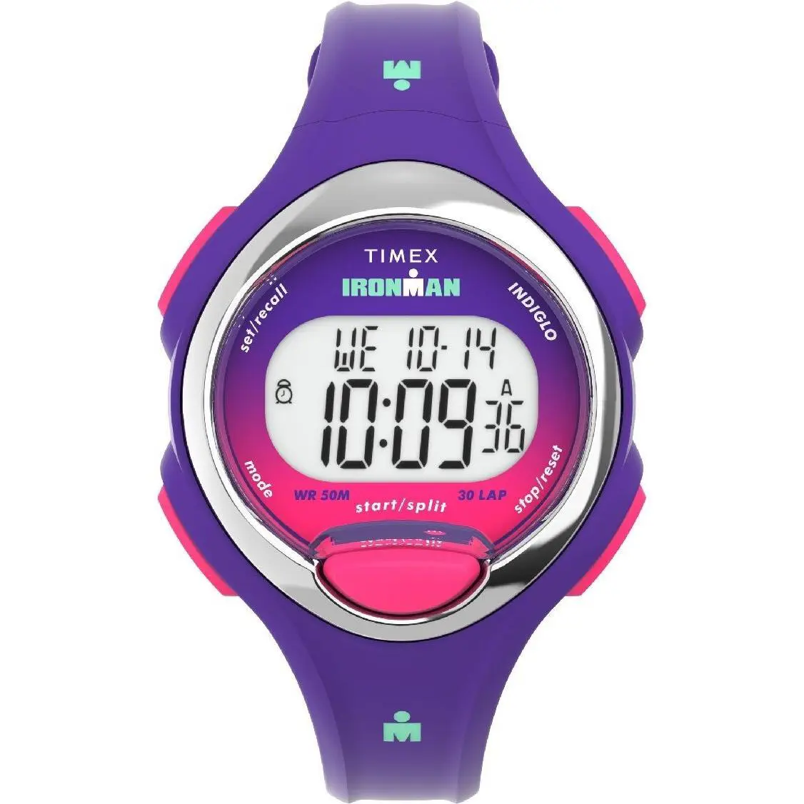 Timex Ironman® Essential 30 Lap Mid-size 34mm Purple Resin Strap TW5M60500 - Dial: Gray, Purple, Band: Purple, Bezel: Gray