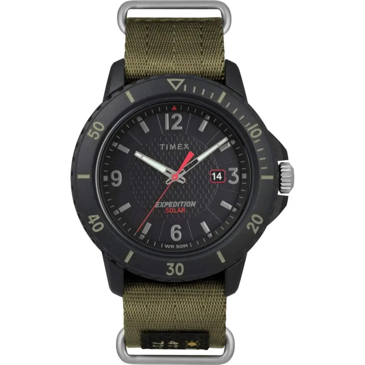 Timex TW4B14500 Gallatin Expedition Green Nylon Watch Solar Battery Date