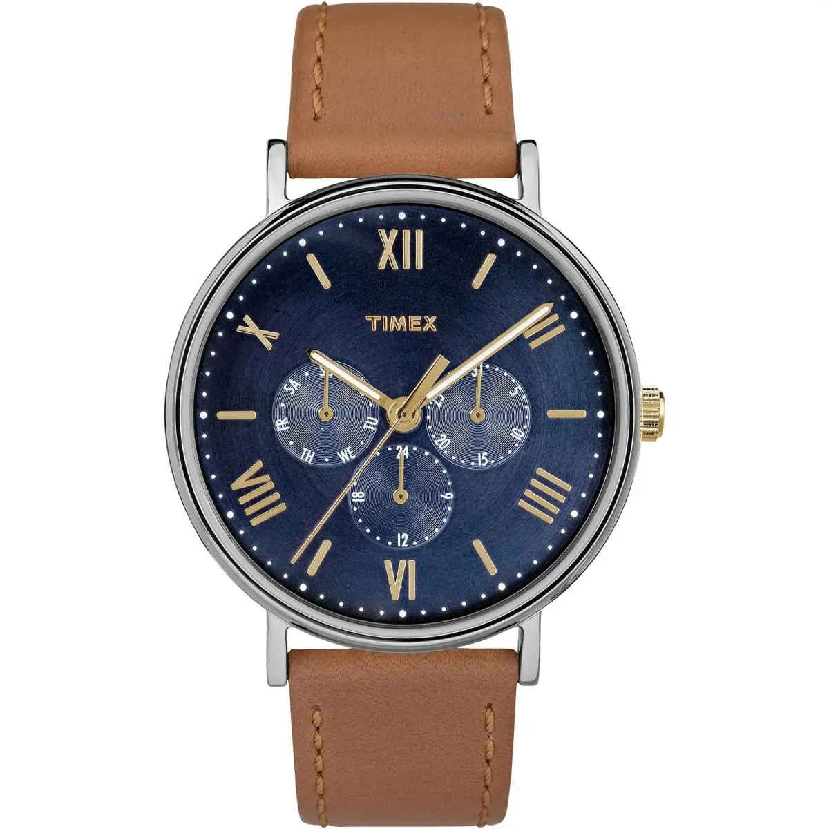 Unisex TW2R29100 Southview 41mm Multifunction Tan/blue Leather Strap by Timex