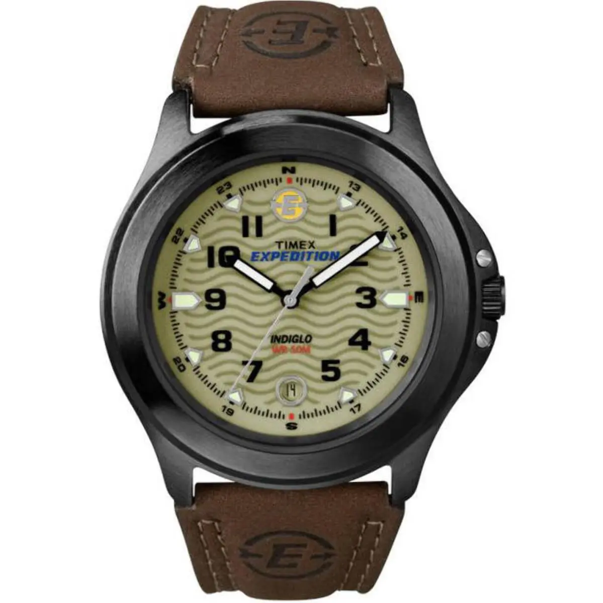 T470129J Men`s Expedition Field Brown Leather Strap Watch T47012 by Timex