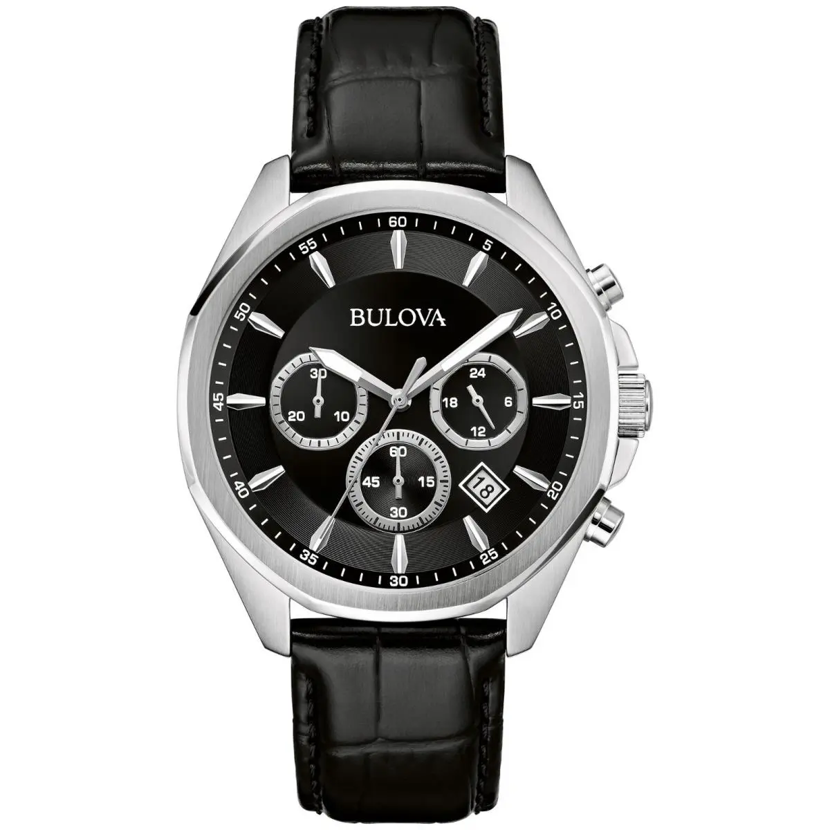 Bulova Mens Classic Chronograph Quartz Silver Stainless Steel Watch 40 MM 96B450 - Dial: Silver, Band: Silver