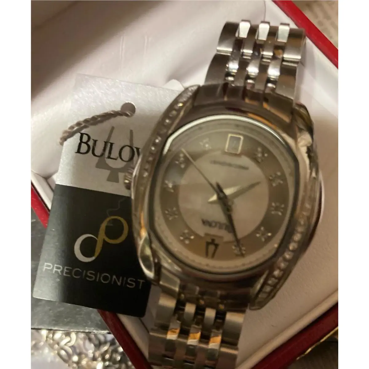 Auth. Bulova Women`s Precisionist Tanglewood Silver Dial Steel Diamond`s Watch