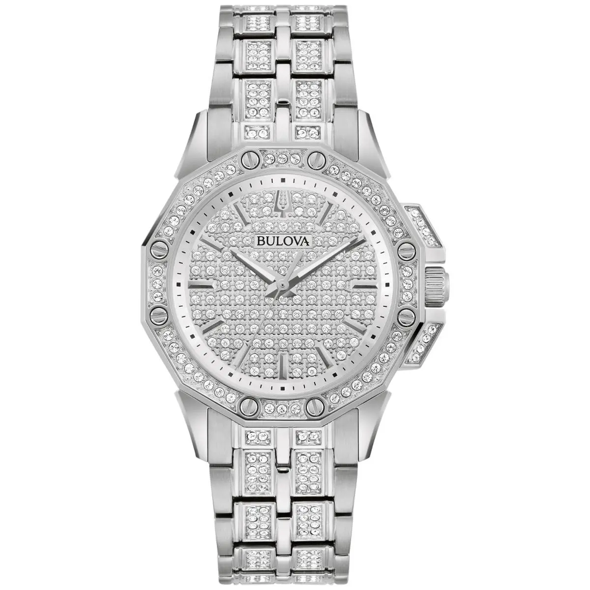 Bulova Women Octava Quartz Silver Stainless Steel Crystal Watch 34MM 96L305