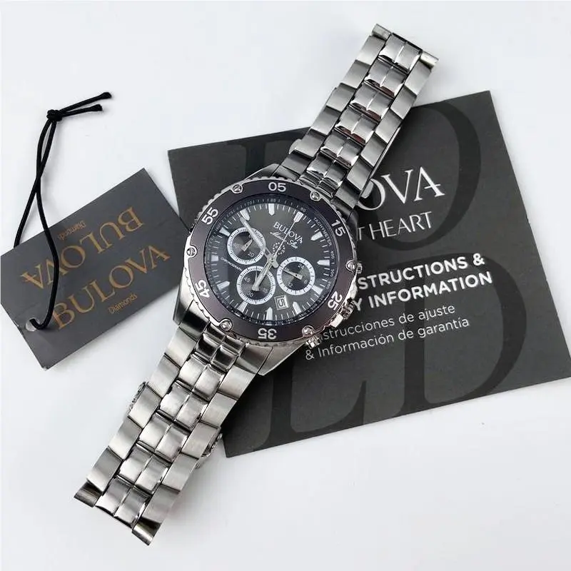 Marine Star Men`s Chronograph Quartz 98B401 Watch Black/grey Dial 41.5mm by Bulova