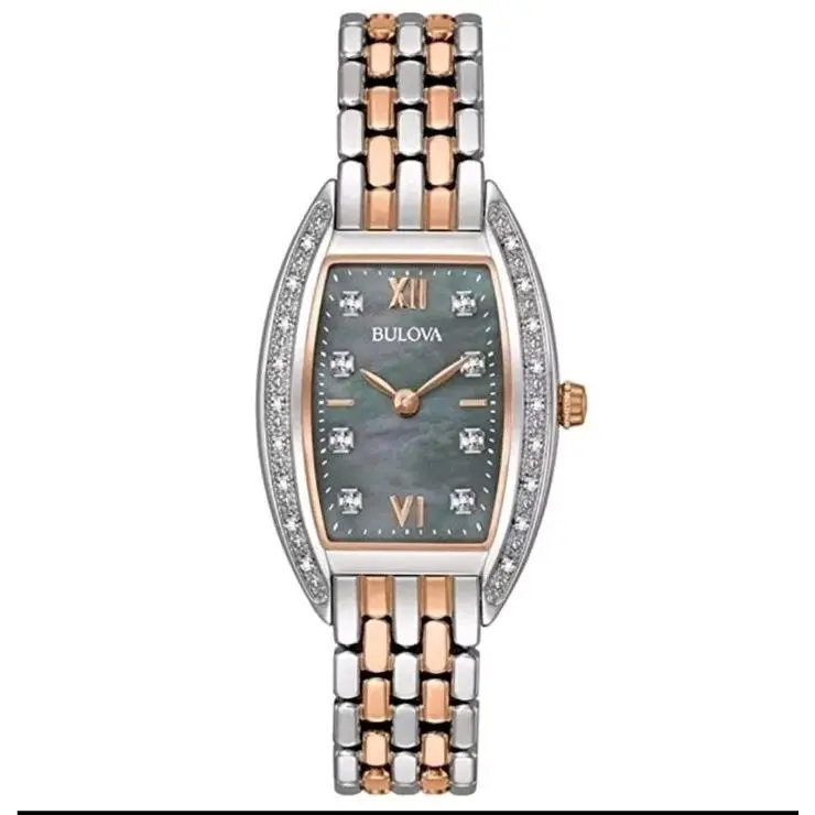 Bulova - 98R232 Women`s Watch Diamond Two-tone Black Mop Dial Quartz