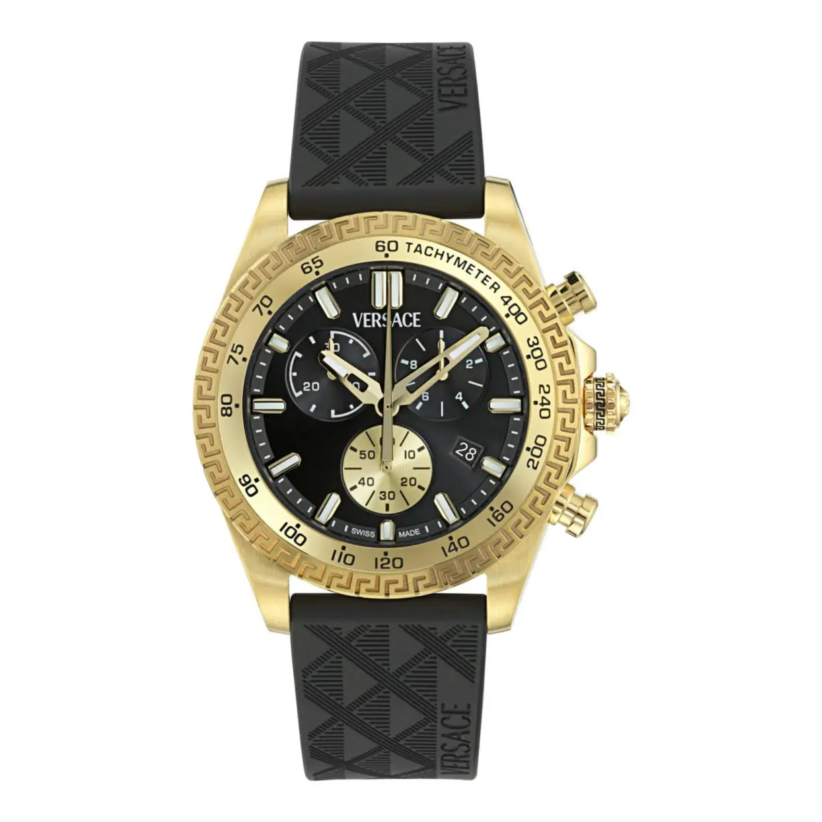 Versace Mens Gold 44mm Strap Fashion Watch