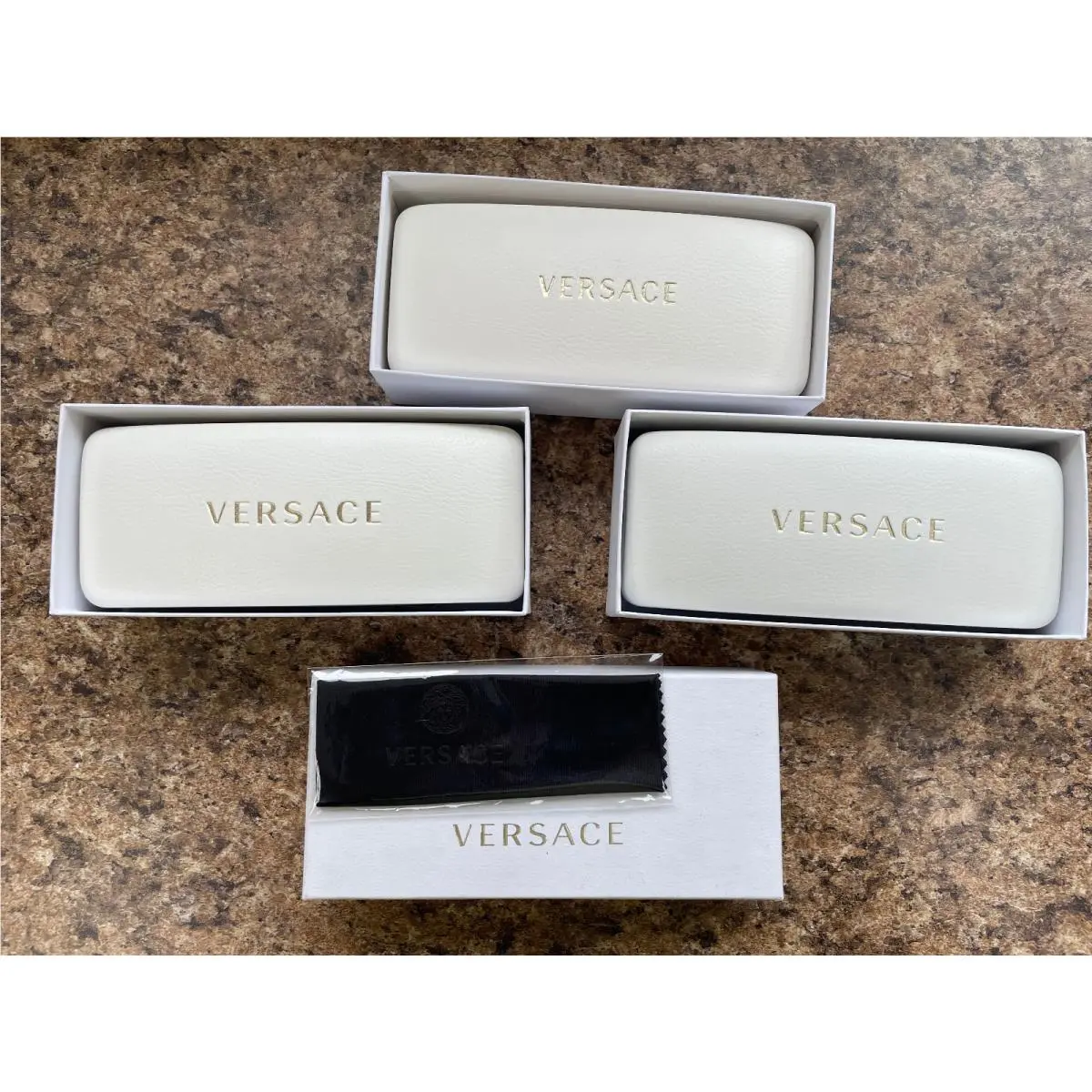 Lot OF 3 Versace Eyeglasses Case W/cloth and Box White