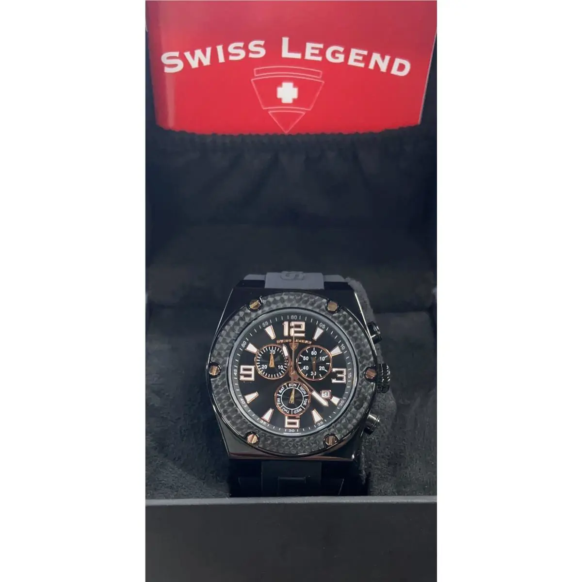 Swiss Legend Men`s 30025-BB-01-RA Throttle Analog Display Swiss Quartz Blck Watc