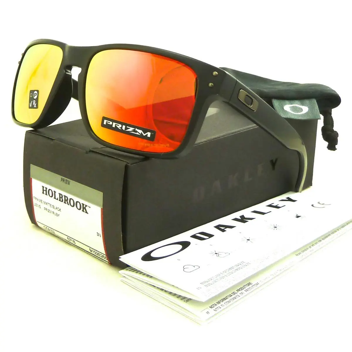Holbrook Matte Black Prizm Ruby Iridium Lens Sunglass 9102-E2 by Oakley