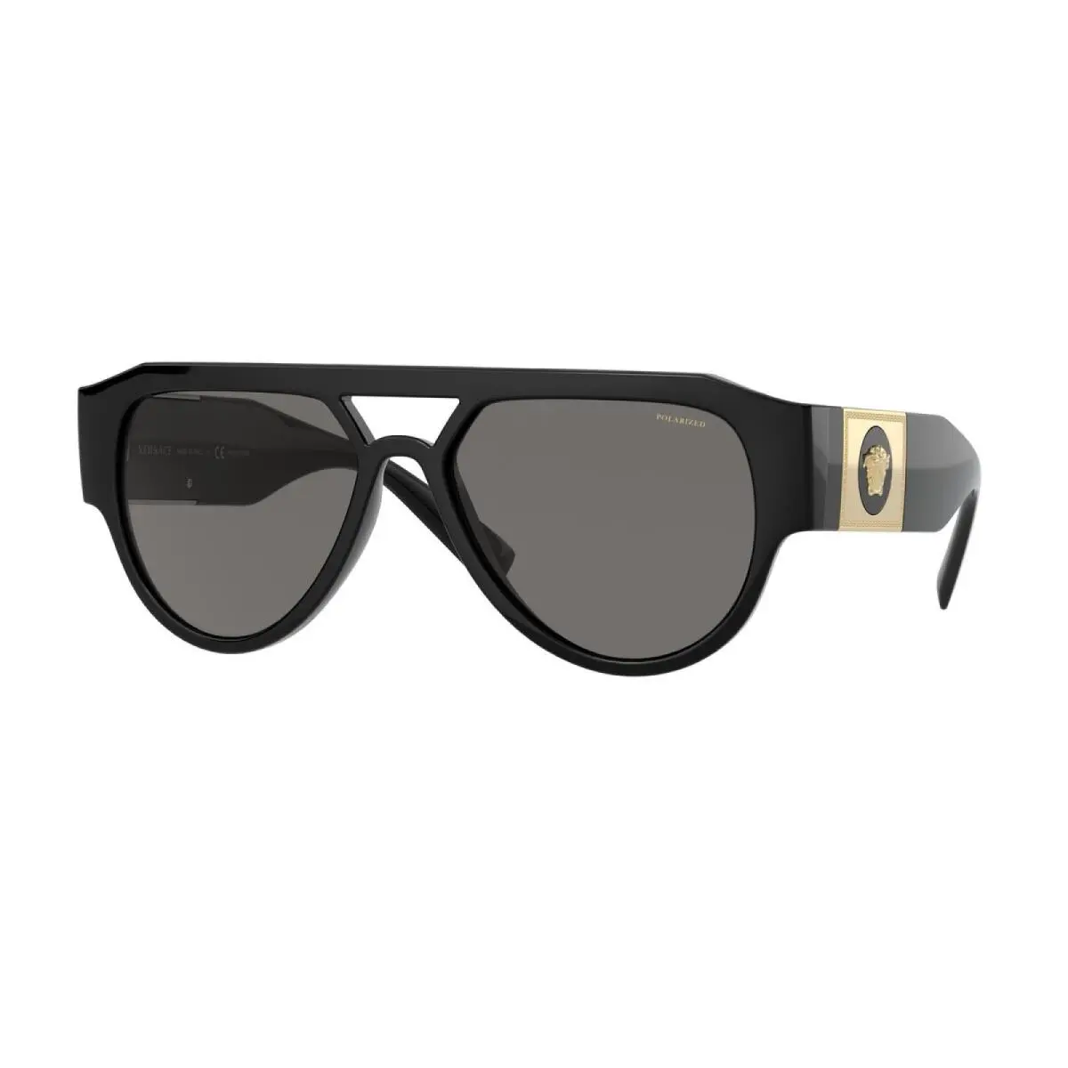 Versace Sunglasses VE44011 GB1/81 Black Gold Dark Grey Polarized 57-14-140mm