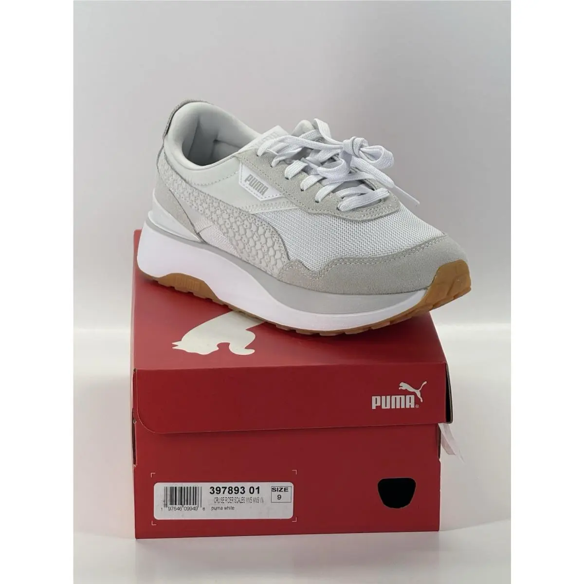 Puma Women`s Cruise Rider Scales White Feather Grey 397893 01 Size 9