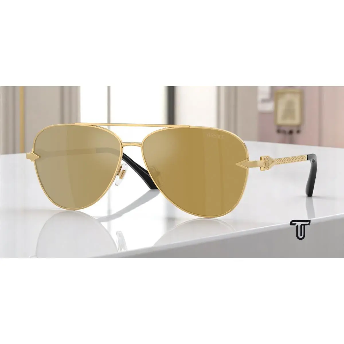 Versace VE2283 10027I Gold Brown Mirror Gold 61 mm Men`s Sunglasses
