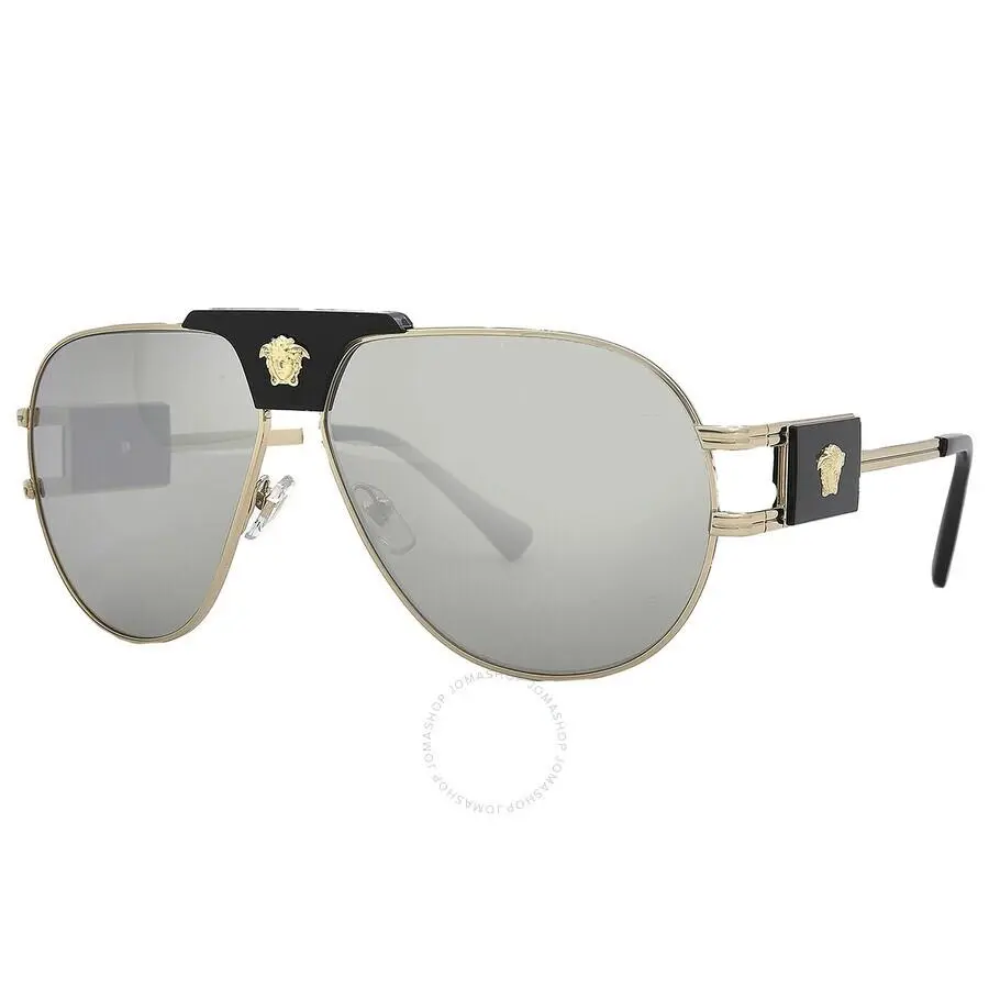 Versace Man Sunglasses VE2252 10026G 63mm Gold - Light Grey Mirror Lens