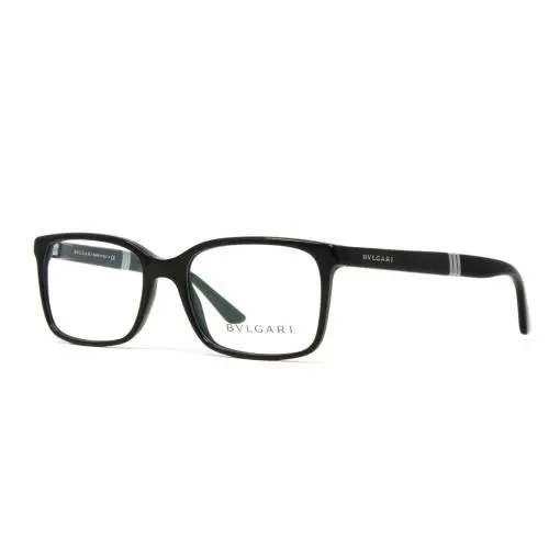 Bvlgari Bulgari Eyeglasses Men`s Square Black Plastic Frame 54mm BV3018-501
