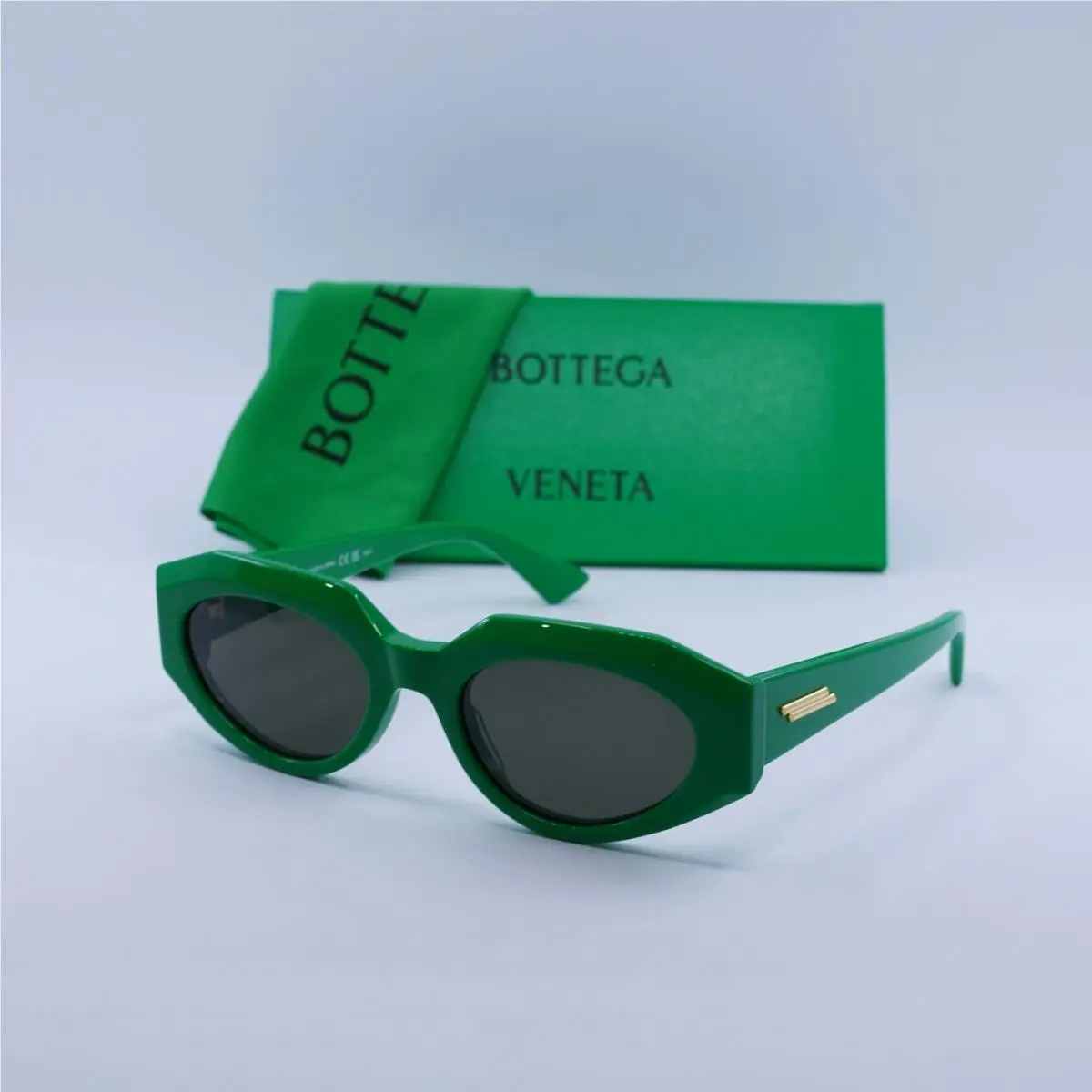Bottega Veneta BV1031S 005 Shiny Green/grey 52-21-145 Sunglasses